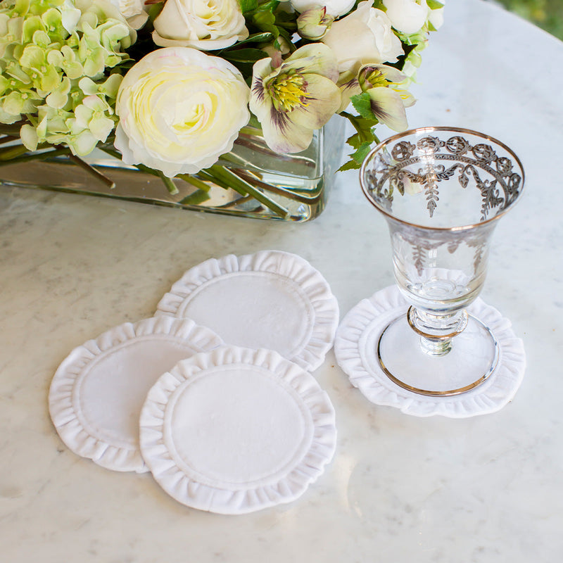 Round Ruffle Velvet Coaster Set (4)