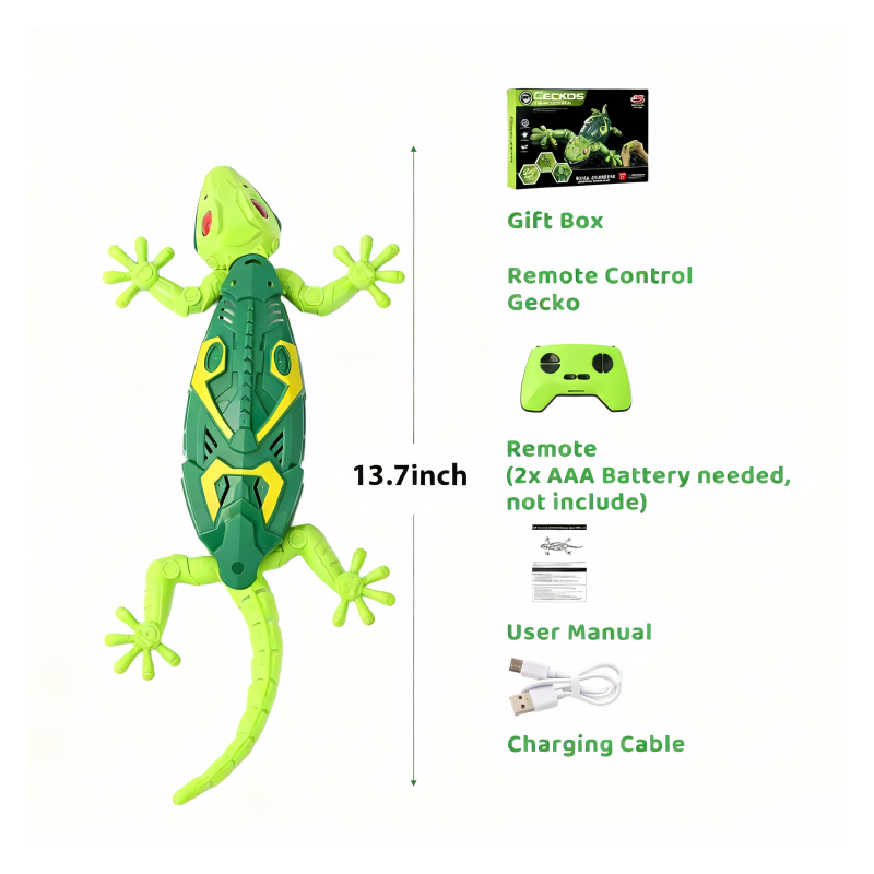 Rechargeable IR Wall Climbing Gecko Robot – Interactive Remote Control Toy for Kids & Pranks