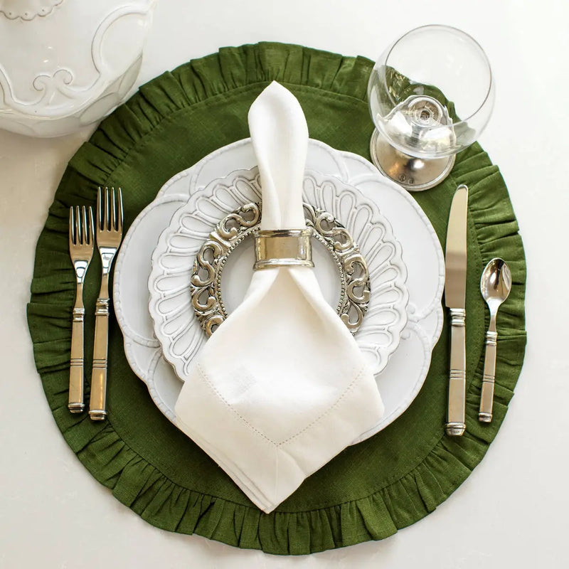 Round Ruffle Linen Placemat - Two Sizes