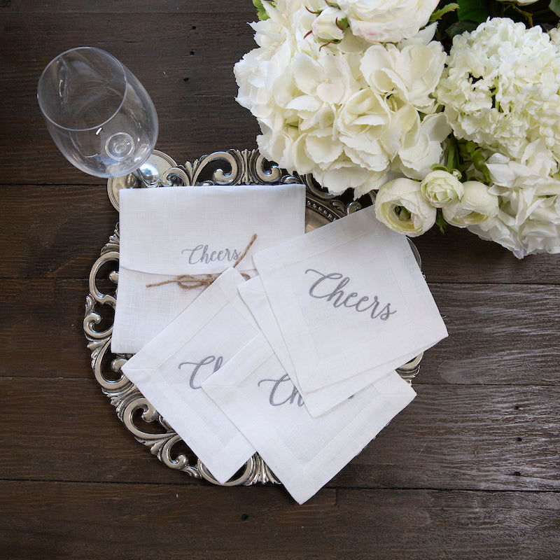 Cheers Linen Cocktail Napkin Set