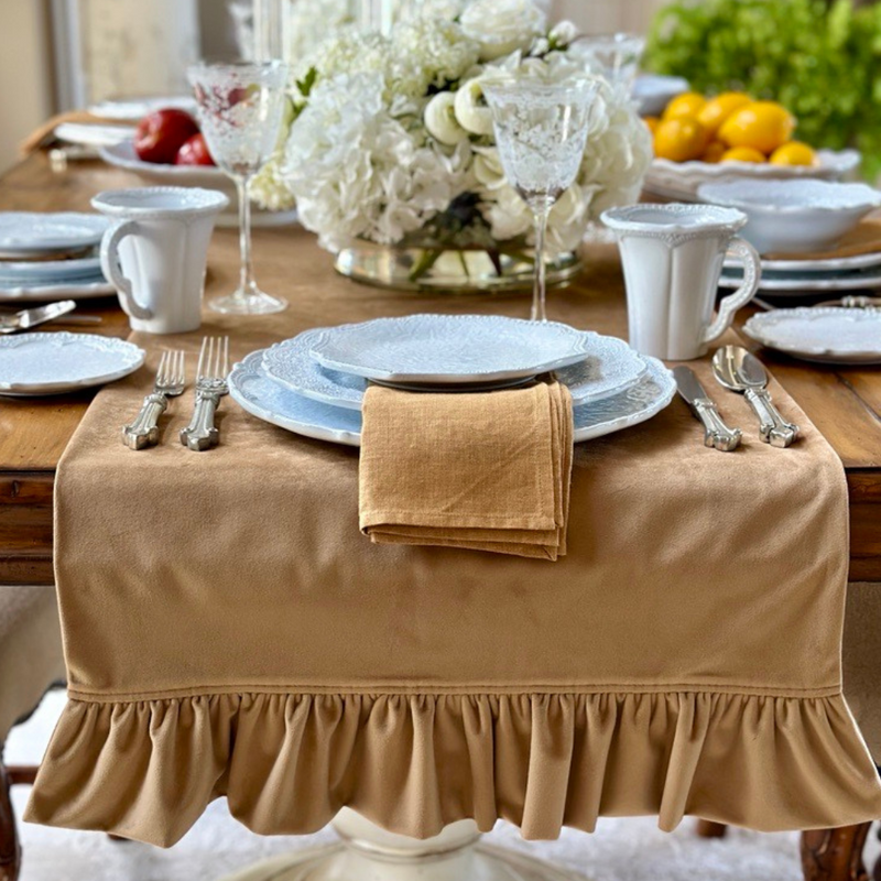 Velvet Table Runner with Ruffle