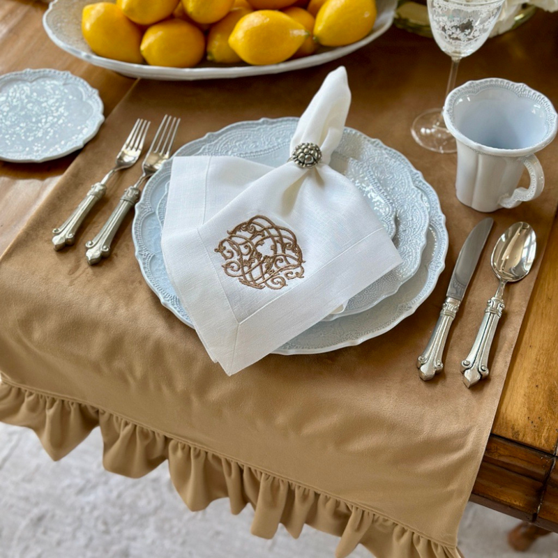 Velvet Table Runner with Ruffle