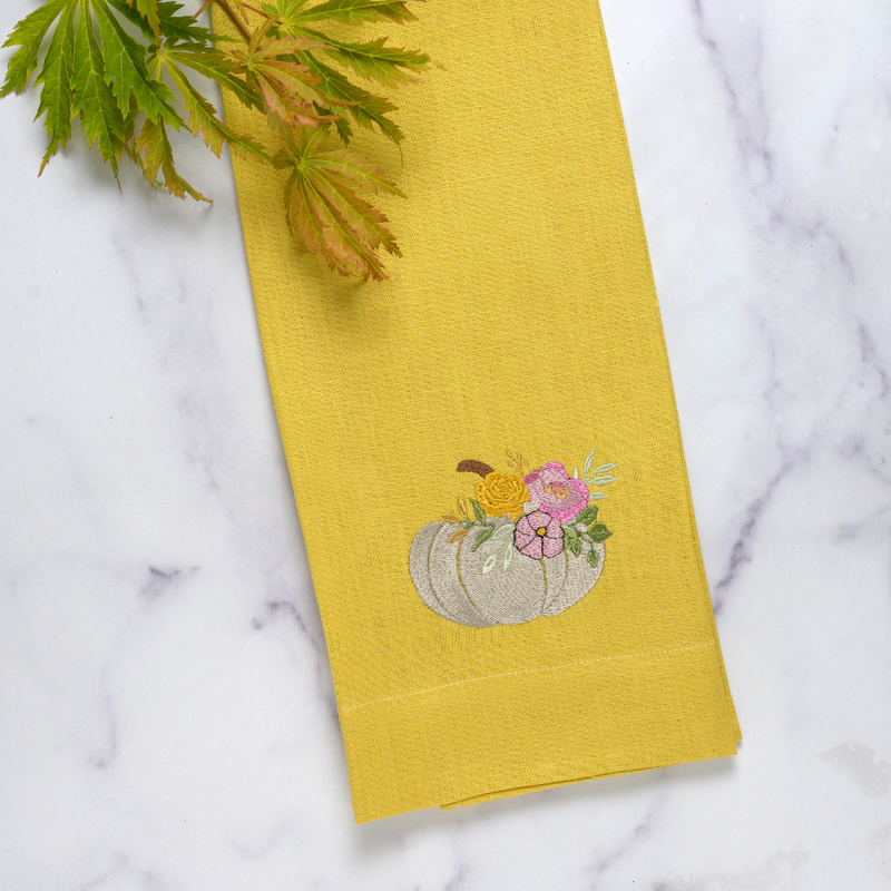 Floral Pumpkin Linen Towel