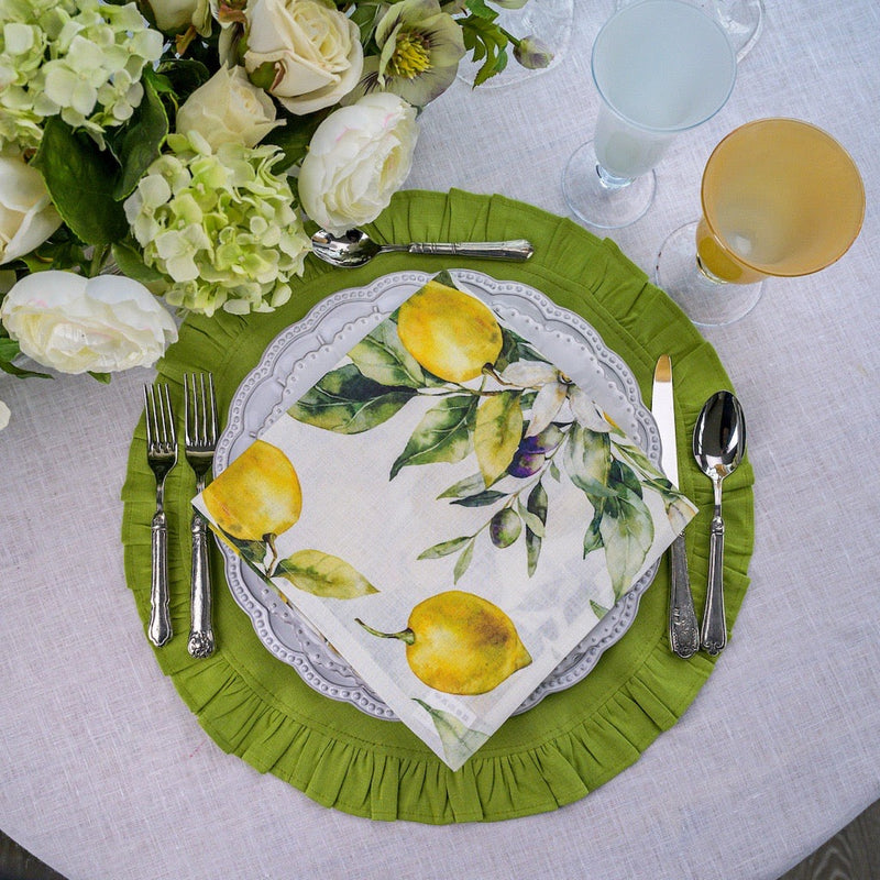 Round Ruffle Linen Placemat - Two Sizes