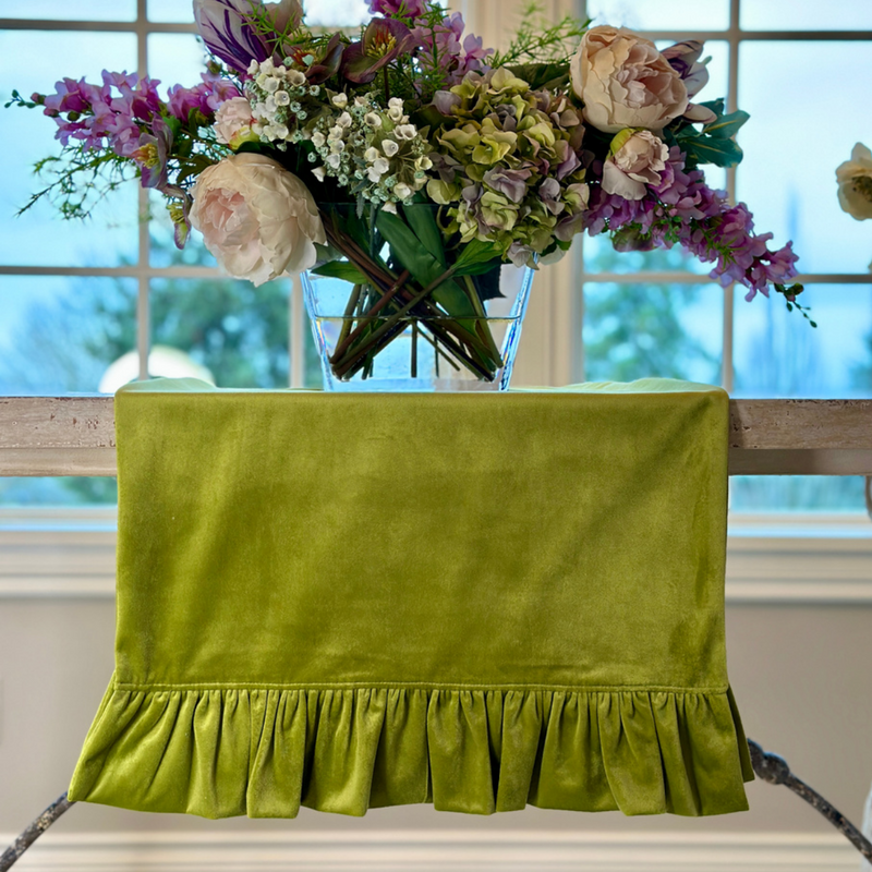 Velvet Table Runner with Ruffle