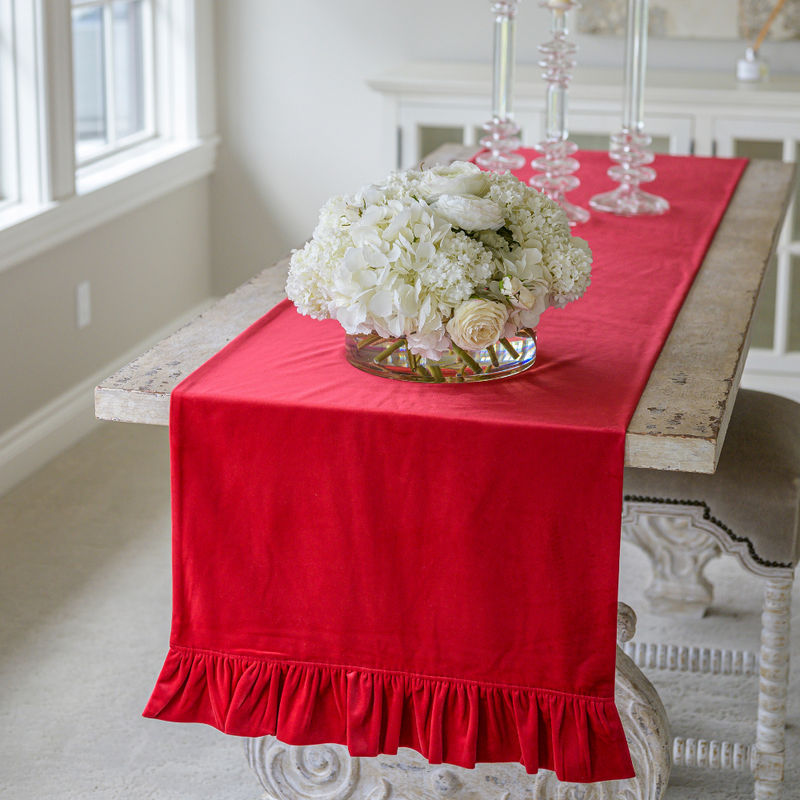 Velvet Table Runner with Ruffle