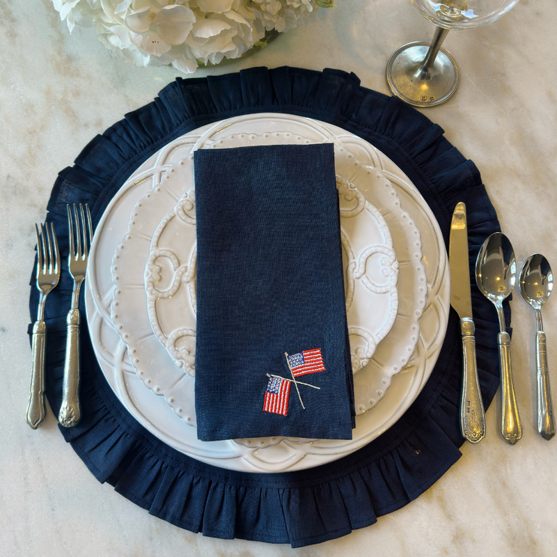 Round Ruffle Linen Placemat - Two Sizes
