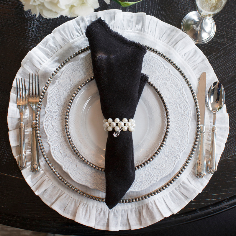Round Ruffle Linen Placemat - Two Sizes