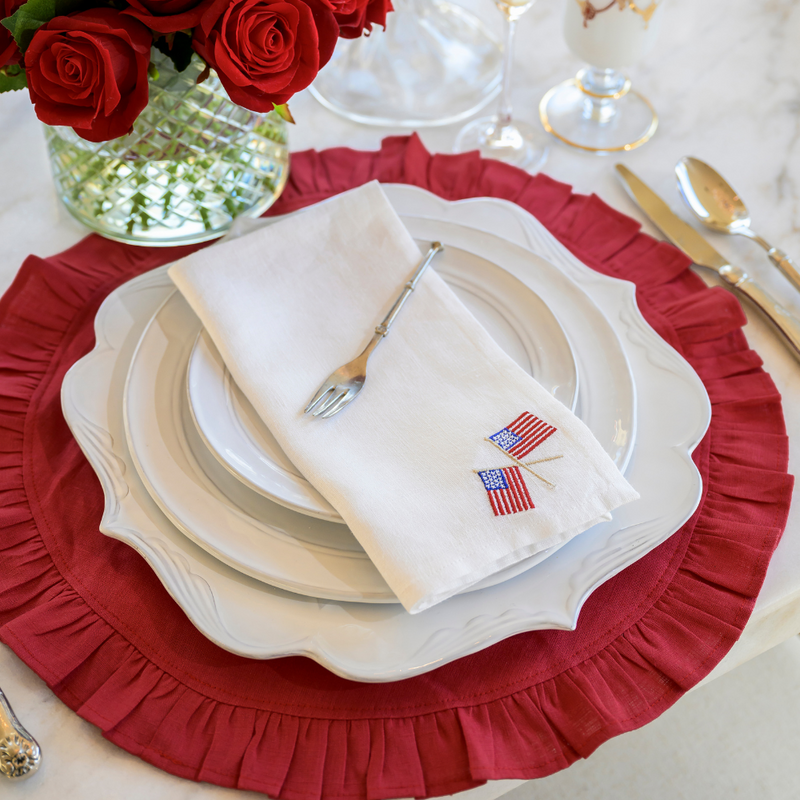 Round Ruffle Linen Placemat - Two Sizes