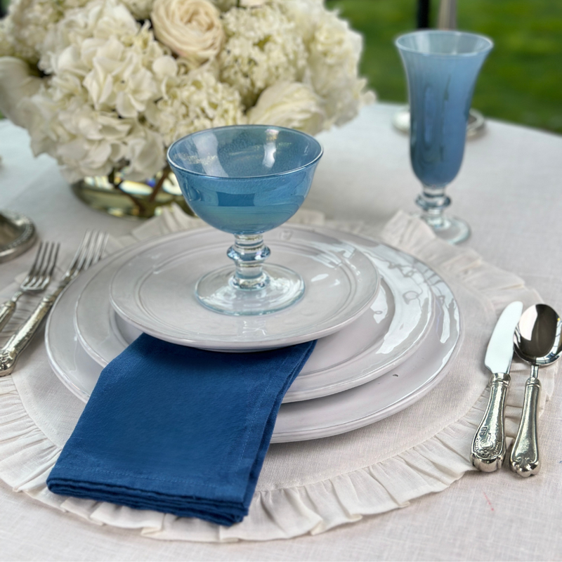Round Ruffle Linen Placemat - Two Sizes