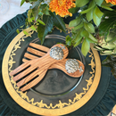 Artichoke Olive Wood Salad Server Set - New