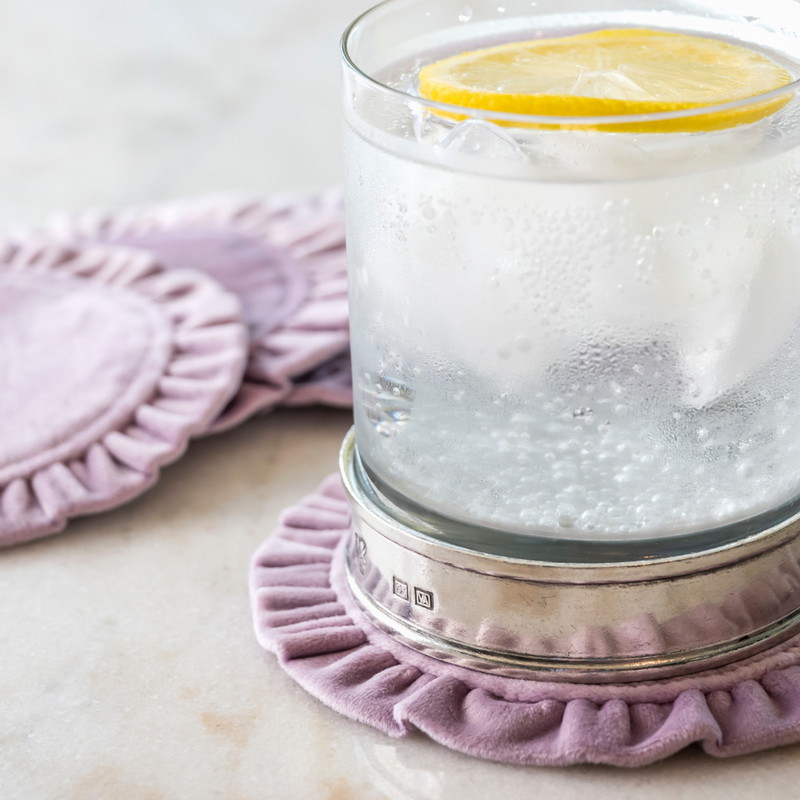 Round Ruffle Velvet Coaster Set (4)