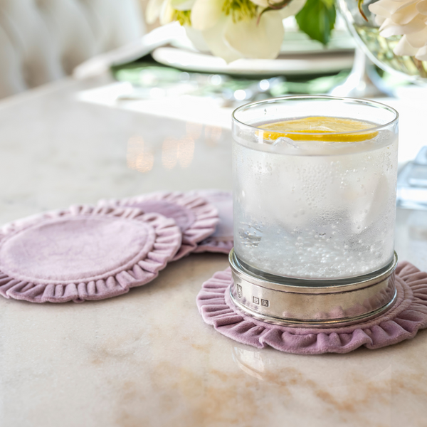 Round Ruffle Velvet Coaster Set (4)
