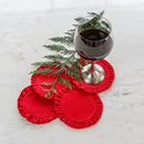 Round Ruffle Velvet Coaster Set (4)