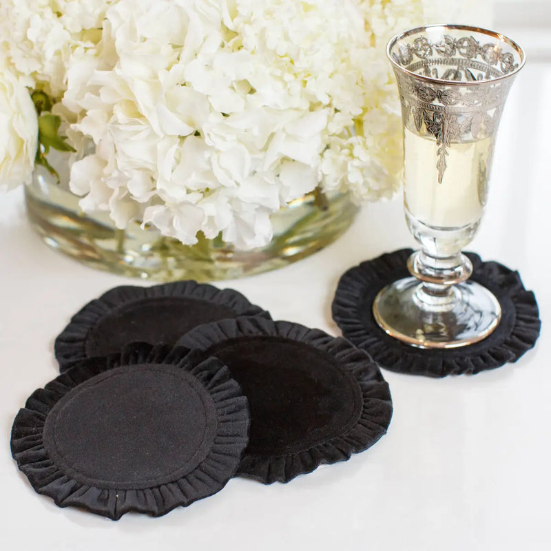 Round Ruffle Velvet Coaster Set (4)