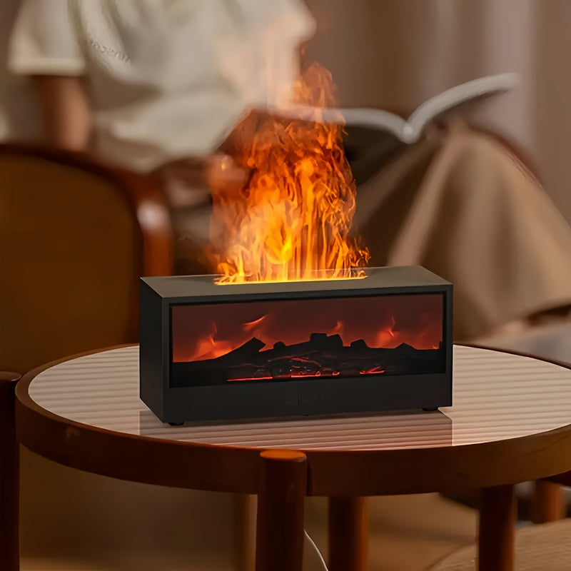 LED Flame Effect Aromatherapy Diffuser – Essential Oil Humidifier with Remote Control for Home & Office