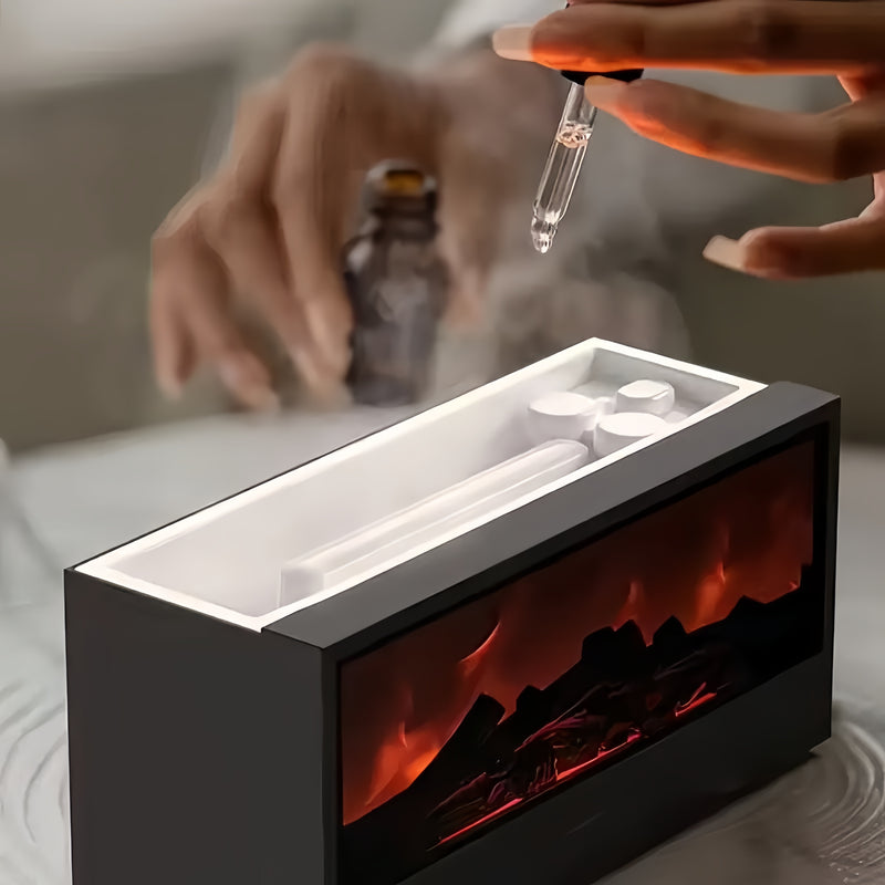 LED Flame Effect Aromatherapy Diffuser – Essential Oil Humidifier with Remote Control for Home & Office