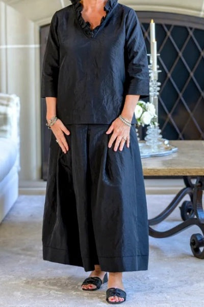 Darcy Black Taffeta Top - New