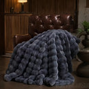 Chic Soft Bubble Plush Faux Fur Blanket | Ultra-Cozy Decorative Throw for Bed, Couch & Living Room | Lightweight, Warm & Washable for All-Season Comfort