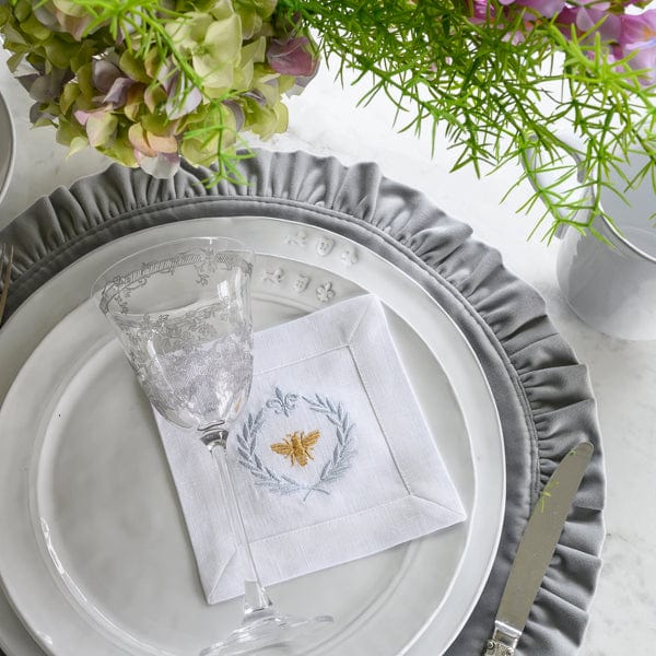 Italian Bee Linen Cocktail Napkin Set